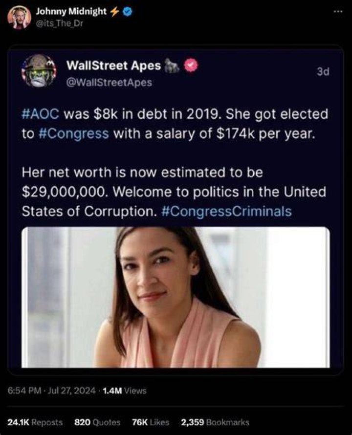 AOC Became a MultiMillionaire After Serving Four Years in Congress