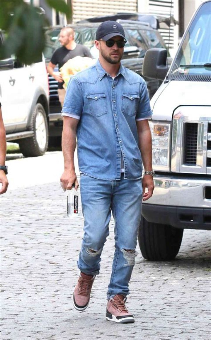 Bank tilbage ensom justin timberlake all denim forsvar tendens afh&aelig;ngige