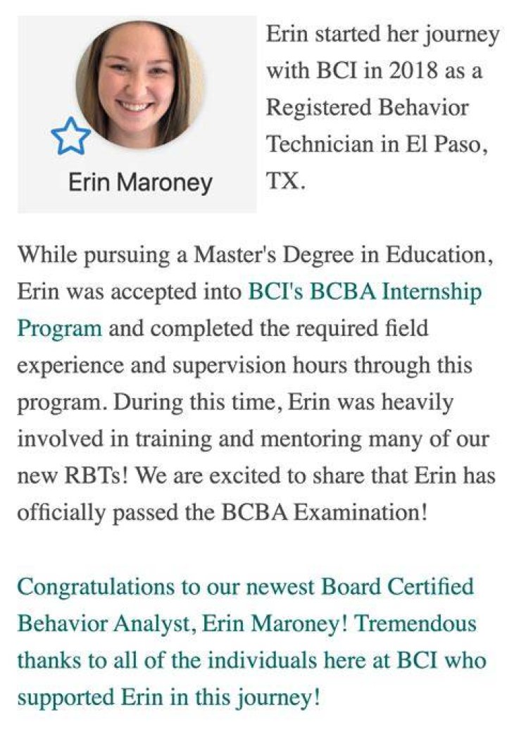 Erin Maroney, M.Ed, BCBA Behavior Change Institute