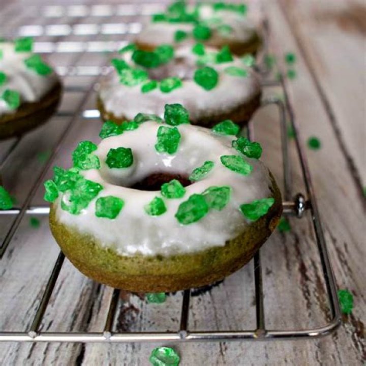 Green Donuts with Cream Cheese Frosting