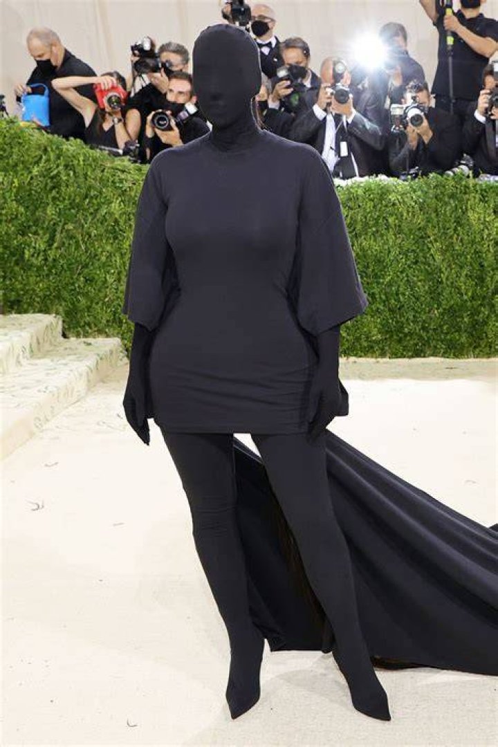 Kim Kardashian wears full black body suit to last night's Met Gala