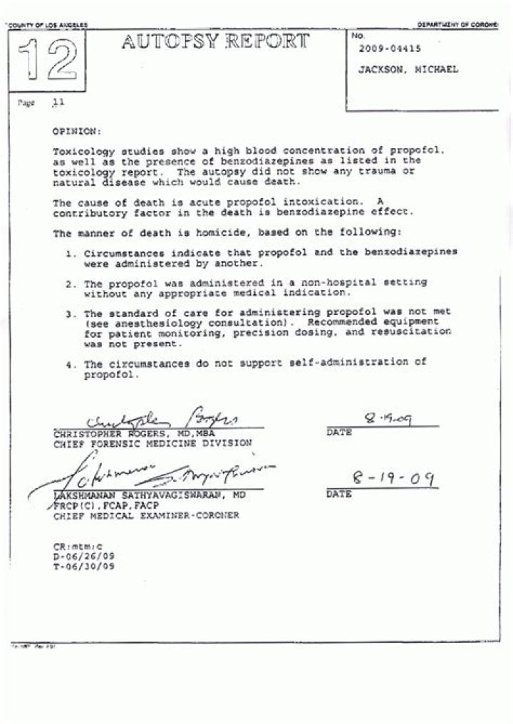 Michael Jackson Autopsy Report The Smoking Gun