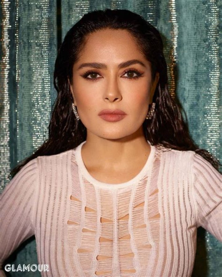 Salma Hayek Poses in Sparkling Dress & Gold Heels for Glamour&rsquo;s Cover