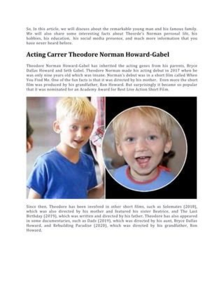 Theodore Norman HowardGabel Growing up in a Talented Family of